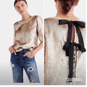 NWT J Crew Champagne Sequin Top Size 6